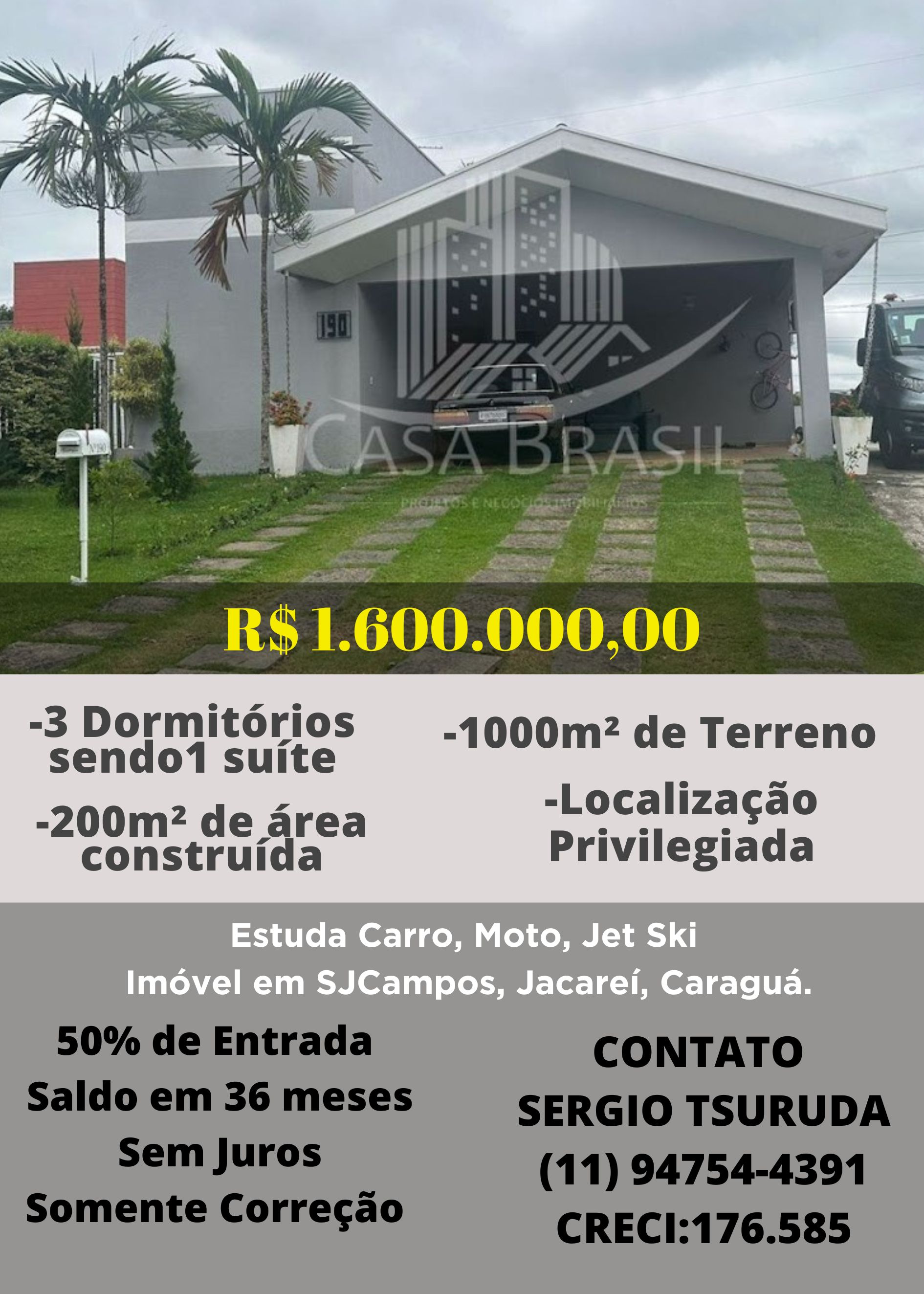 #CA1402 - Casa para Venda em Jacareí - SP